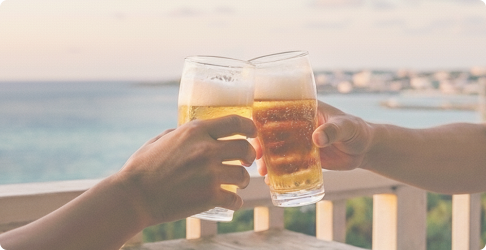 シマカラと一緒に乾杯